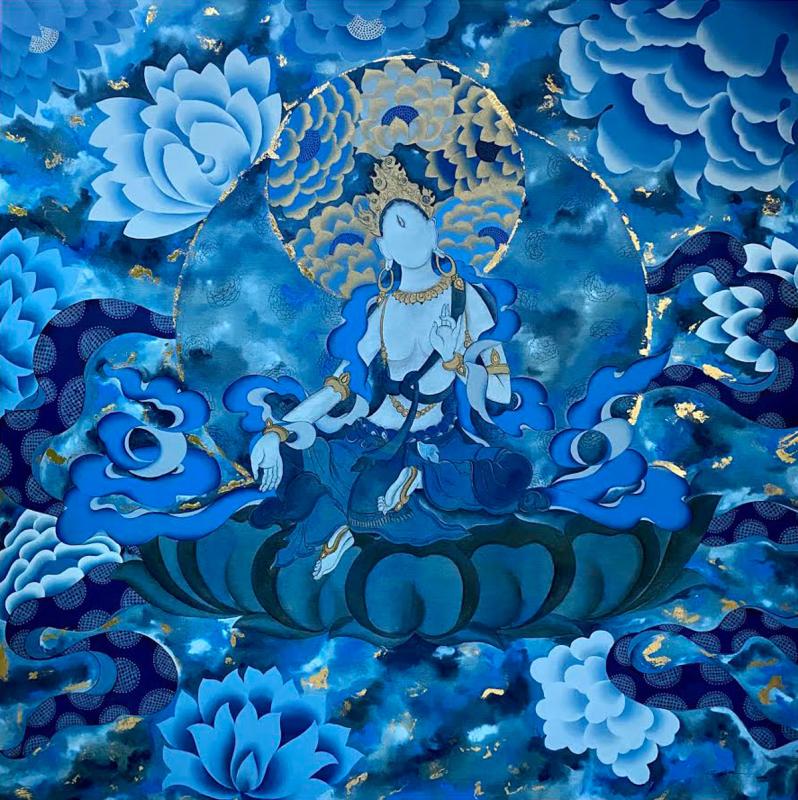 Vajrayogini | Acrylic & Gold Leaf on Canvas | 48” X 48” | 2020