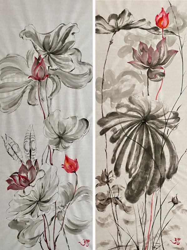 Serenity | Chinese ink on rice paper | 18" X 48" | 2020