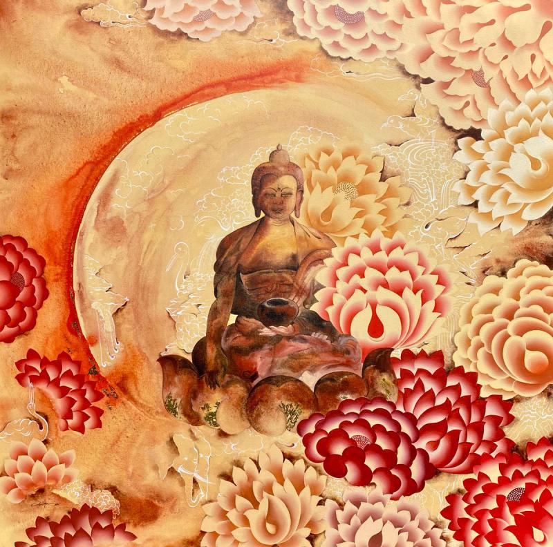 All-Vanquishing Sage | Acrylic & Gold Leaf on Canvas | 48” X 48” | 2021