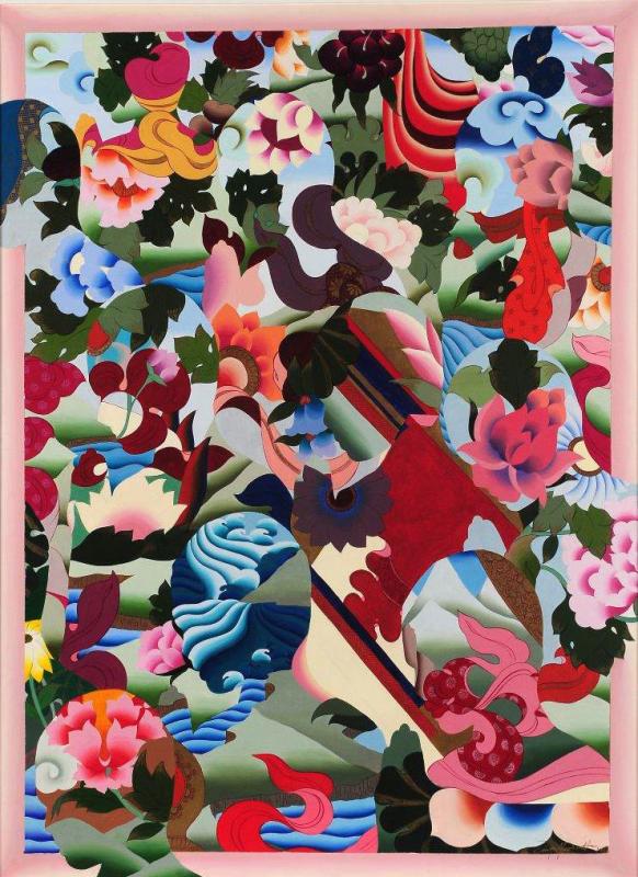 Om Mani Padme Hum | Acrylic on Canvas | 3’ X 4’ | 2014