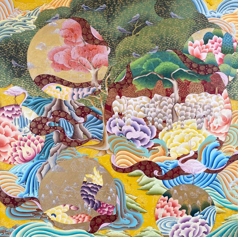 Under The Bodhi Tree | Acrylic on Canvas | 48" X 48" | 2022